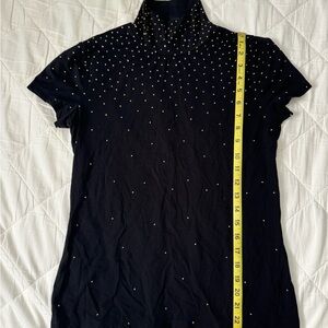 St. John Black and White Fitted Polo T-Shirt